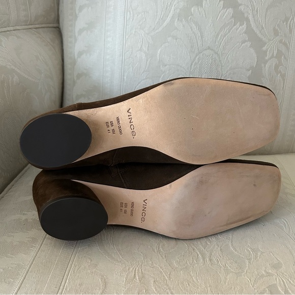 Vince Rockville Brown Suede Square Toe Ankle Bootie Boot Pinecone size 10 - Picture 7 of 7